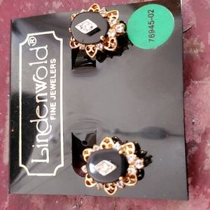 Lindenwold Black And White  CZ Halo clip on Earrings